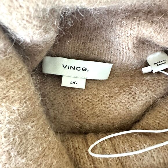 Vince Alpaca Blend Half-Zip Funnel Neck Sweater Brown Size L - Picture 5 of 8